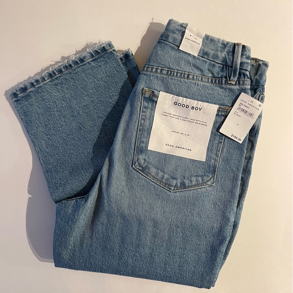 Good American Good Boy Straight Slit Jeans
